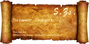 Svimmer Zsanett névjegykártya